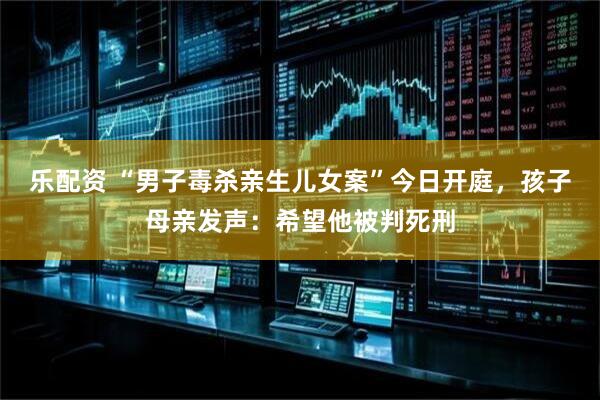 乐配资 “男子毒杀亲生儿女案”今日开庭，孩子母亲发声：希望他被判死刑